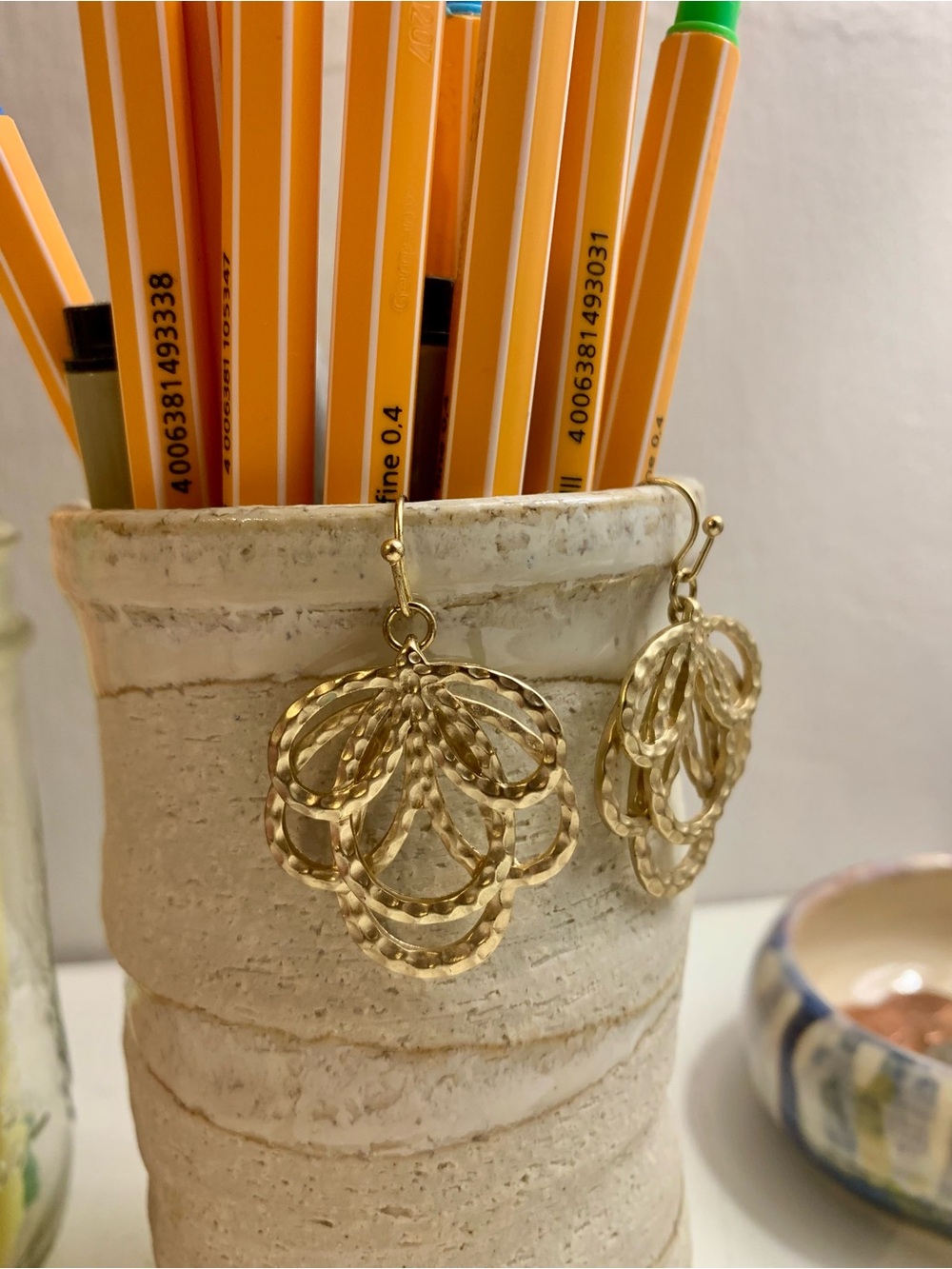 Soft Gold-tone dangle earrings